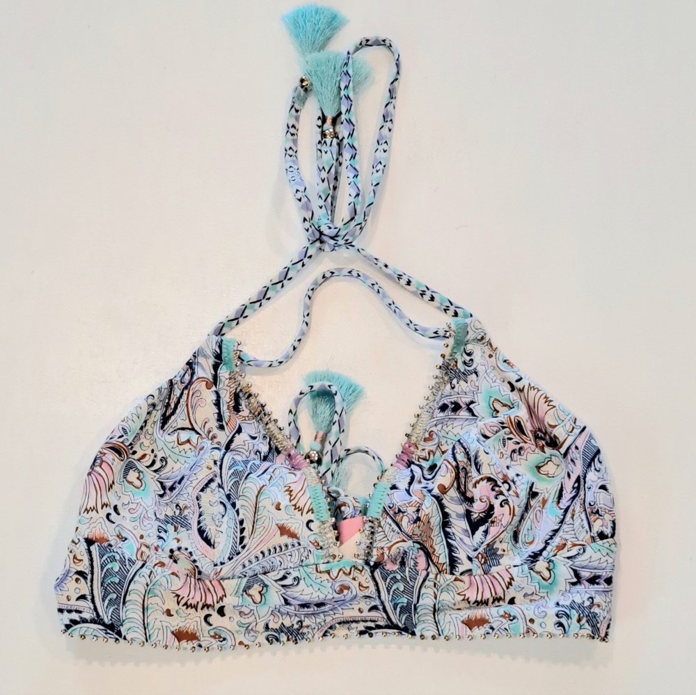 Victoria's Secret Turquoise & Pastel Printed Bikini Top